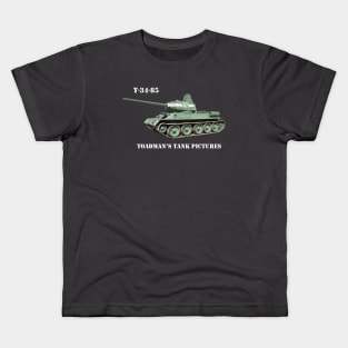 T-34-85 Medium Tank w/Toadman txt_wht Kids T-Shirt